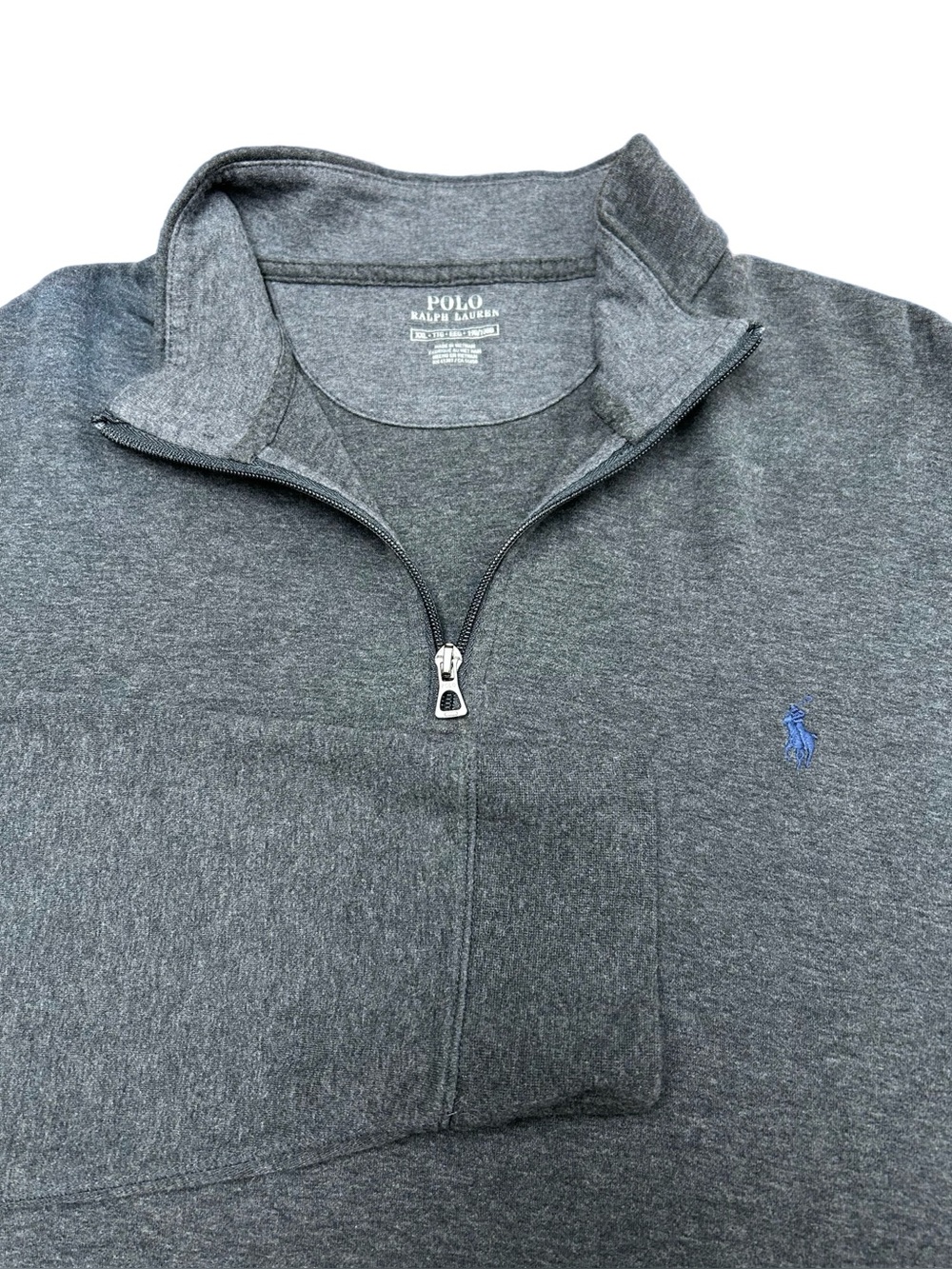 Polo by Ralph Lauren Charcoal Gray Quarter-Zip Sweater with Blue Pony XXL